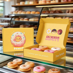 Caja personalizada con logotipo ecológico, reciclable, para pasteles, galletas, caja <span class=keywords><strong>de</strong></span> embalaje <span class=keywords><strong>de</strong></span> alimentos, caja <span class=keywords><strong>de</strong></span> panadería <span class=keywords><strong>de</strong></span> lujo para donas - Product Image 1