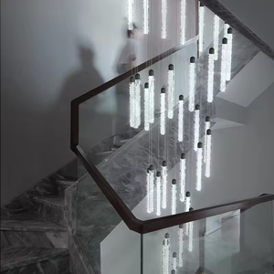 Offre Spéciale personnalisé décoratif cristal lumière moderne hôtel duplex escalier en colimaçon projet de luxe long lustre - Product Image 3