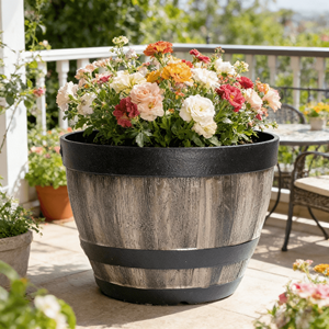 Maceta Ligera de Plástico con Aspecto de <span class=keywords><strong>Madera</strong></span> para Jardín o Patio - Product Image 1