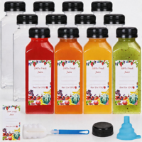 Bouteilles en plastique de 200 ml pour jus, réutilisables, avec couvercles, pour jus, smoothies et boissons – Stock local US