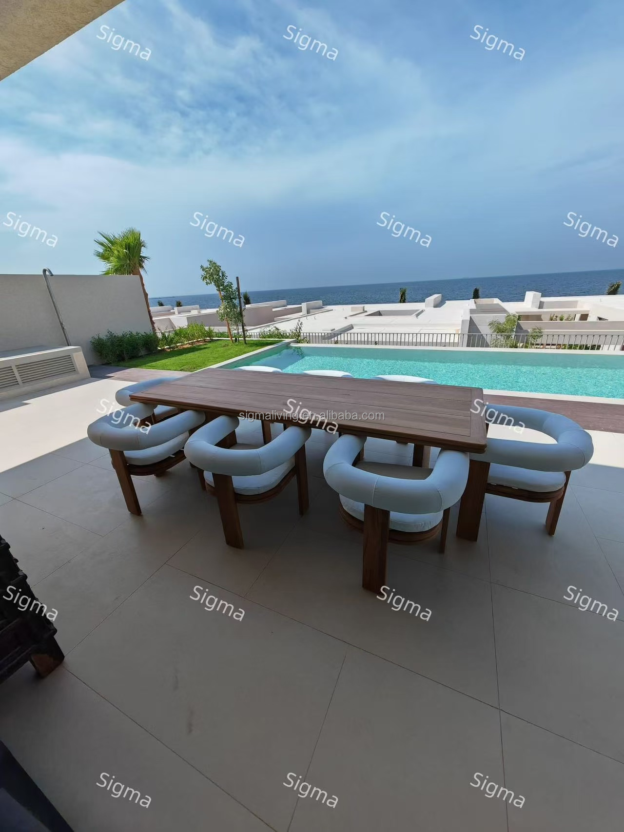 Outdoor Furniture Sofa Garden Teak Wood Sofa Set Outdoor Dinning Table with Chairs Set