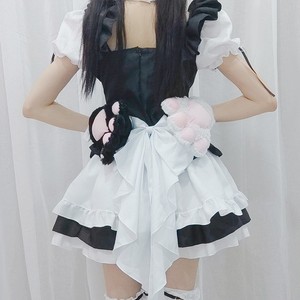 Disfraz de Sirvienta, Vestido de Anime Cosplay Blanco y Negro, Falda de Uniforme Estilo Mariposa para Mujer - Product Image 4