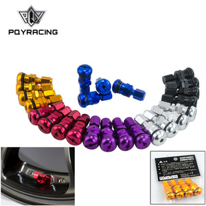 PQYRACING Tiges de valve en acier inoxydable, coloris bleu, noir, or, violet, rouge, argent, avec embout allemand, pour la mise à niveau et la rénovation des roues de voiture - Product Image 1