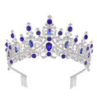 Mahkota Tiara Vintage Elegan Berhiaskan Rhinestone Kristal Warna-warni untuk Kontes Kecantikan, Pesta Prom, Pesta Malam, Tiara Pengantin, Dapat Dikustomisasi dengan Logo