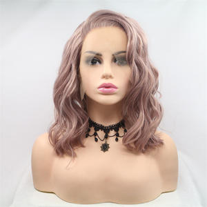 Cross-border Hot-selling Wig Headpiece Female <strong>Lacewigs</strong> Sand pink Forehead 13*4 Hand Hook Chemical Fiber Wig - Product Image 2