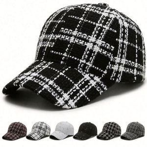 Autumn and Winter Female <b>Black</b> and White Check Tweed <b>Cap</b> 6 Panel Hat Fashion Women Hat Lady Sports <b>Caps</b> <b>Baseball</b> <b>Cap</b> - Product Image 1