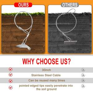 Bodenanker mit 76 cm Langem 3,2 mm Kabel Einfaches Hakenanker-Set Ankerkabel zur Befestigung von Zelten, Bäumen, Schuppen und Gewächshäusern - Product Image 4