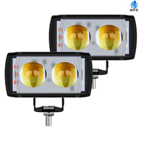 Phare LED universel 12V pour moto à double lentille, faisceau spot ultra-lumineux blanc/jaune, éclairage de conduite et antibrouillard, vente directe usine