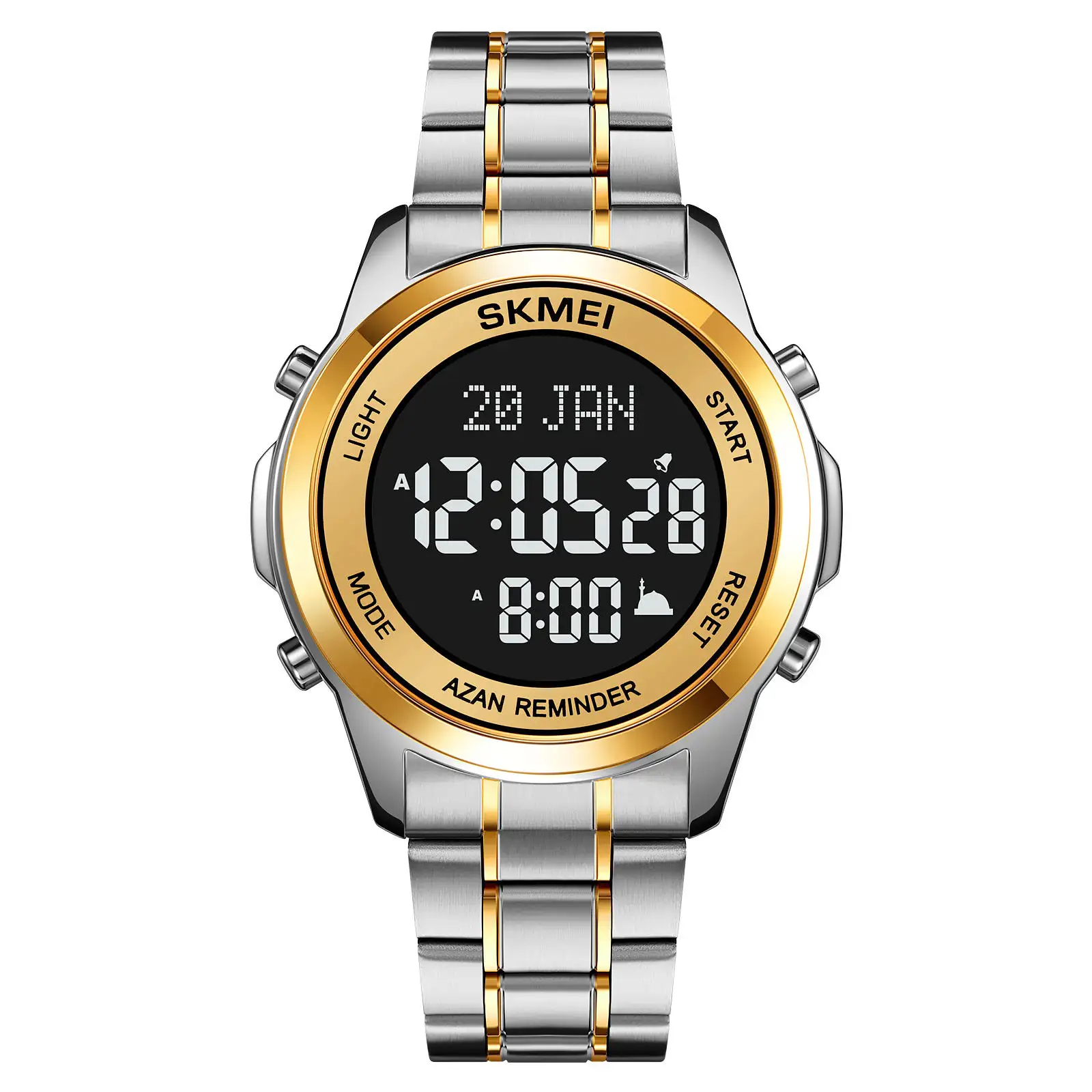 Skmei 2097 lujo Jam tangan reloj digital hombre dirección musulmán brújula qibla reloj relojes de oración Azan relojes para hombres