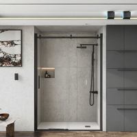 Porte de douche coulissante moderne en acier inoxydable encadrée avec verre trempé pour hôtel, villa, appartement