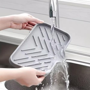 Sink Silicone Tray With Drain Soap <b>Sponge</b> Storage <b>Holder</b> Countertop Sink Scrubber Brush Soap Storage Rack Kitchen Organizer - Product Image 5