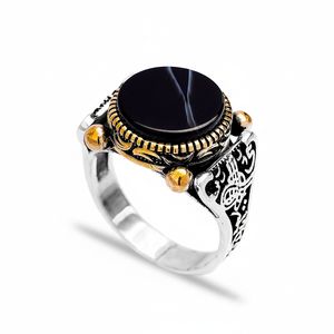 Onyx Stone Oval Shape Ottoman Design <b>Men</b> <b>Ring</b> Jewelry Wholesale Handcrafted Authentic 925 Sterling <b>Silver</b> - Product Image 2