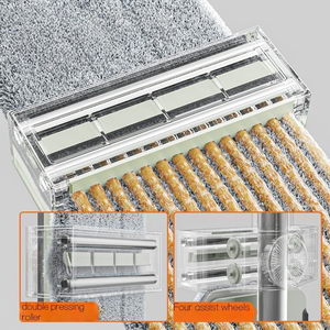 ไม้ถูพื้นไมโครไฟเบอร์แบบแบนพร้อมก้านเหล็กถอดออกได้ไม่ต้องใช้<span class=keywords><strong>มือ</strong></span>ทำความสะอาดในครัวเรือนที่ทนทาน - Product Image 3