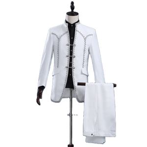 <span class=keywords><strong>Pantaloni</strong></span> in camice bianco su misura Tuxedos da sposa bianco (giacca + <span class=keywords><strong>pantaloni</strong></span> + fiocco) WS225 abito da smoking per uomo - Product Image 1