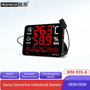 Layar LED Dinding Baru, Termometer Digital, Higrometer, Pengukur Suhu Kelembapan, Jam Alarm, USB, OEM, Plastik - Product Image 6