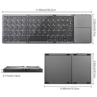 B033 Mini Folding 2.4Ghz Wireless Ergonomic Scissor Switch Keyboard USB-C Rechargeable Plastic Touch Pad Laptop Tablet Mobile