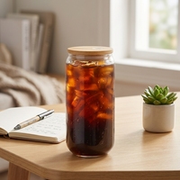 Tasse en verre borosilicate de haute qualité 350 ml 500 ml avec paille en bambou et couvercle – Meilleures ventes