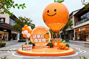 Arco Decorativo Personalizado con Temática Naranja para Exteriores, Instalación en Plazas Comerciales, Instalaciones para Fotos, Gran Escala, FRP Tallado a Mano, Alta Visibilidad - Product Image 2