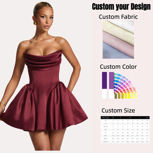 <span class=keywords><strong>Robe</strong></span> de soirée élégante de style américain blanc ivoire pour femmes <span class=keywords><strong>Robe</strong></span> de mariage courte et légère sans bretelles - Product Image 1