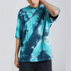 T-shirt tie-dye super doux 100 % coton pour homme, col rond de haute qualité, imprimé intégral, coupe ample, col rond avec motif à thème - Product Image 1
