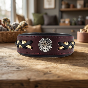 Vente en gros 100% collier de chien en cuir véritable qualité exclusive solide motif Concho doux rembourré pour le confort fabricant direct - Product Image 3