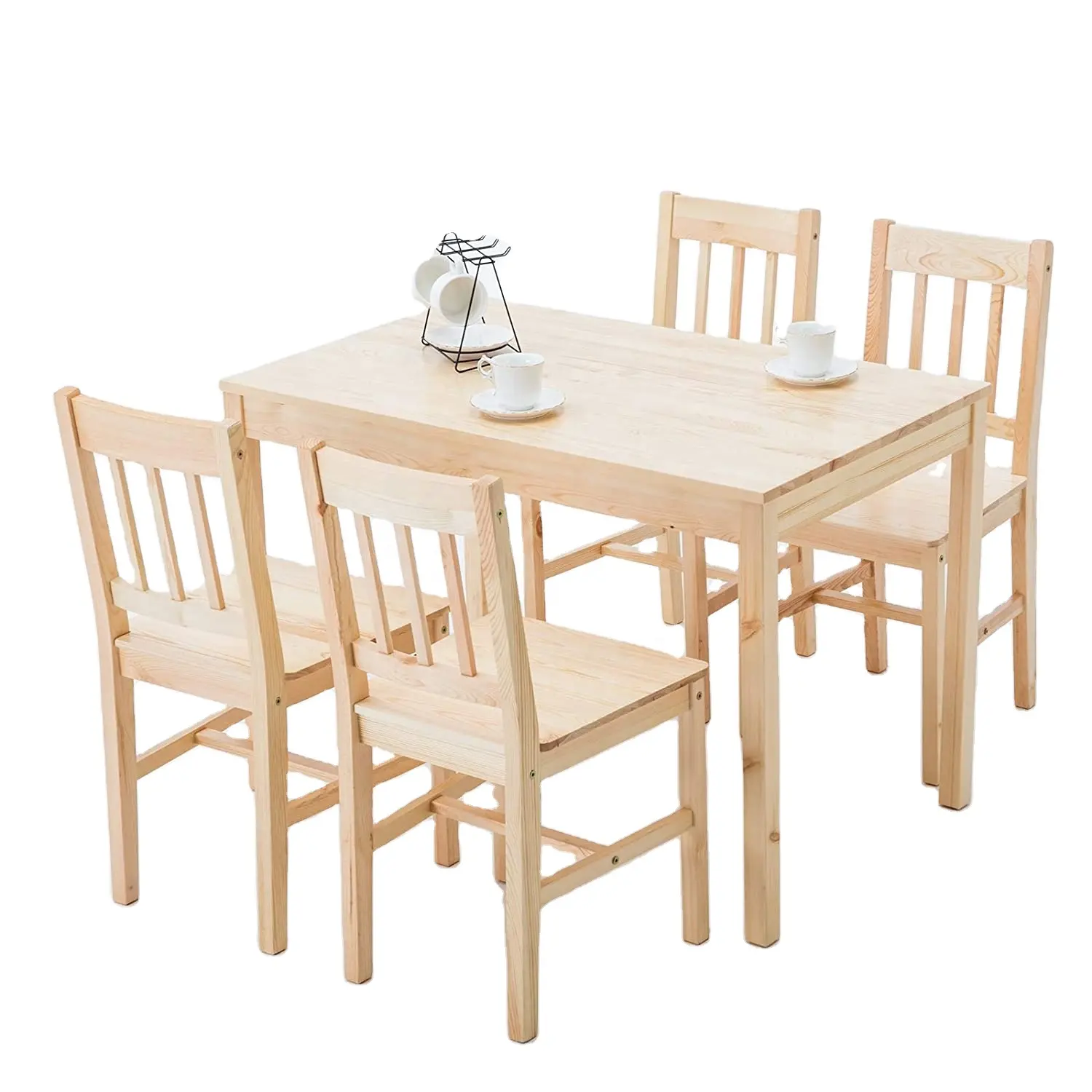 Mecor ชุดโต๊ะเก้าอี้รับประทานอาหาร,ไม้สนสีขาว/น้ำผึ้งสไตล์คลาสสิก4ชิ้นเฟอร์นิเจอร์ในห้องอาหารห้องครัว