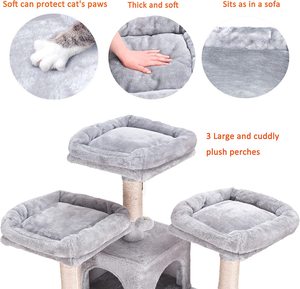 Torre para gatos alta personalizada al por mayor, escaleras para mascotas, cuerda de sisal natural envuelta, marco de escalada para rascar, juguetes de árbol para gatos pequeños - Product Image 6