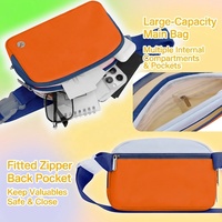 Sac banane tendance pour femme, motif color-block Dopamine, en nylon, avec fermeture éclair, imperméable, grande capacité, pour activités de plein air