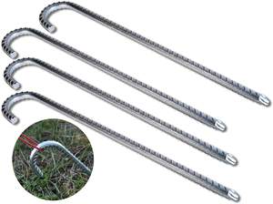 Piquets <span class=keywords><strong>de</strong></span> barres d'armature galvanisée sans rouille, crochets en forme <span class=keywords><strong>de</strong></span> J, ancre au sol, piquets <span class=keywords><strong>de</strong></span> tente en acier inoxydable, piquets <span class=keywords><strong>de</strong></span> <span class=keywords><strong>jardin</strong></span> <span class=keywords><strong>pour</strong></span> clôture - Product Image 3