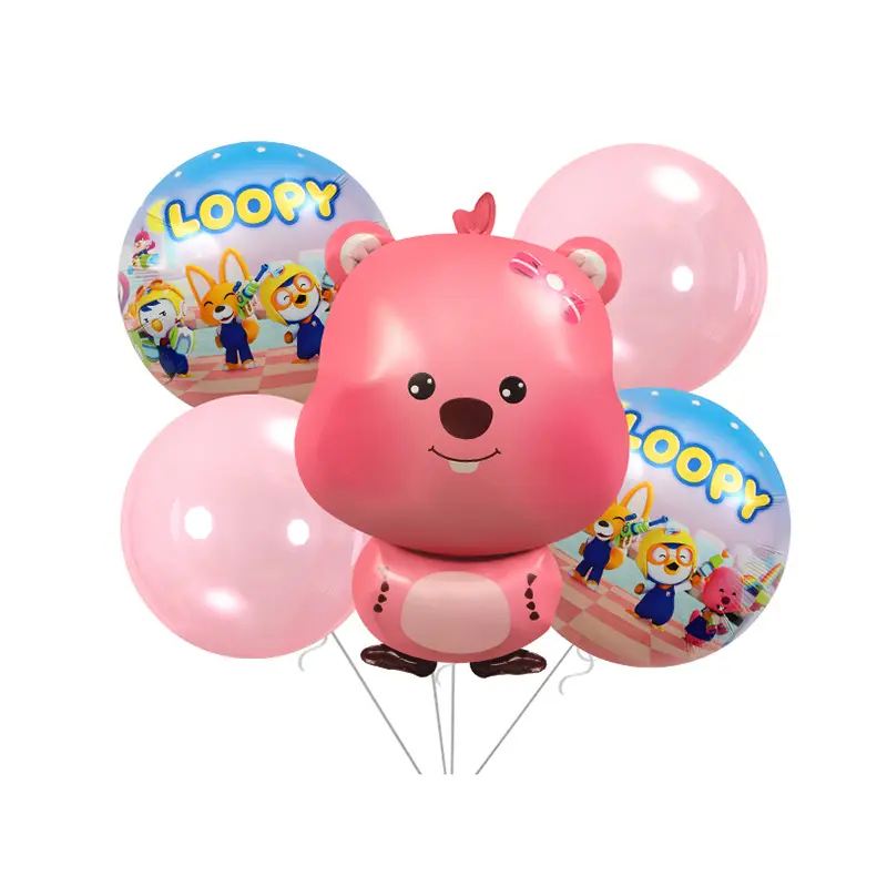 Dekorasi pesta alat peraga foto balon mainan Loopy Ruby kartun aluminium Foil balon