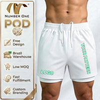Pantalones Cortos Deportivos 2 en 1 para Hombre, con Cordón Ajustable, Diseño de Doble Capa, Color Sólido, Logotipo Personalizado