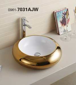 Lavabo rond en céramique dorée PATE pour salle de bain/bacia/cuenca/bassin - Product Image 2