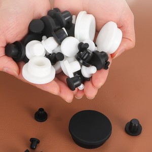Bouchon en silicone de type T résistant aux hautes températures, étanche et anti-collision, couvercle de trou souple à clipser, noir/blanc - Product Image 4