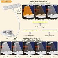 Nouvelle lampe de bureau LED à clipser pour la lecture de livres, de partitions et de musique - Lampe de nuit pour salon, batterie au lithium, CRI élevé 80-89