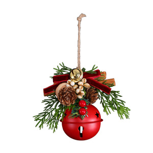 Ensemble d'ornements de Noël à suspendre, clochettes, nœuds en velours rouge, pommes de pin, style forêt, décoration de fenêtre, petite breloque cadeau, vente en gros. - Product Image 3