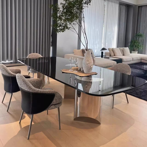 Mr Ý Nổi Bàn Ăn Bằng Thép Không Gỉ Bằng Đá Cẩm Thạch Hàng Đầu Hình Chữ Nhật Bàn Ăn Cho Khách Sạn Nhà Đồ Nội Thất - Product Image 1