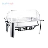 Matériel de restauration en acier inoxydable 201WT-1023, ensemble de chauffe-plats rectangulaires pour buffet, ensemble de chauffe-plats pour buffet