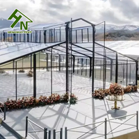 Tente Atrium commerciale côtés en verre clair PVC toit noir enduit cadre en aluminium orangerie serre mariage chapiteau tente