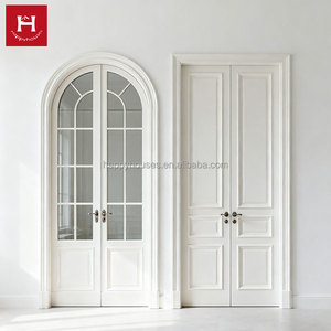 Happyfrench fransız Minimalist toptan ahşap iç çift kapı katı çekirdek ev Villa fabrika doğrudan için önceden bitmiş kapı - Product Image 1