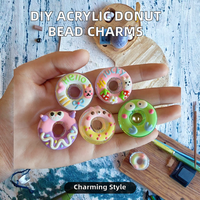 Perles acryliques 3D, accessoires de graffiti en forme de beignets, accessoires de bricolage en acrylique avec trou traversant, élastiques en caoutchouc de dessin animé, accessoires mignons pour téléphone et cheveux, matériaux