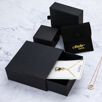 Sacs Cadeaux Bijoux en Carton avec Logo Personnalisé pour Emballage de Bijoux, Colliers, Boucles d'Oreilles, Boîte à Tiroir Coulissante avec Éponge Noire
