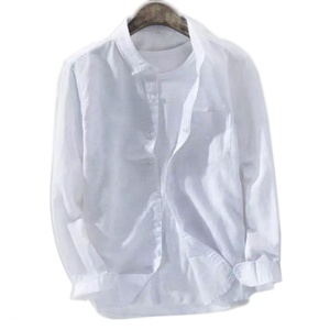 Chemise unisexe décontractée à manches longues en coton biologique et lin, personnalisable - Product Image 5