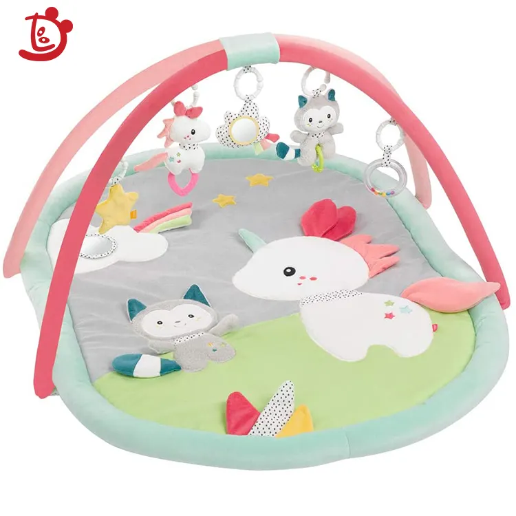 Tapis bebe Детский ковер с OEM детские поучительный игра фитнес игровой гимнастический коврик с единорогом из плюша, коврик для игр детская активная деятельность с подвесными игрушками