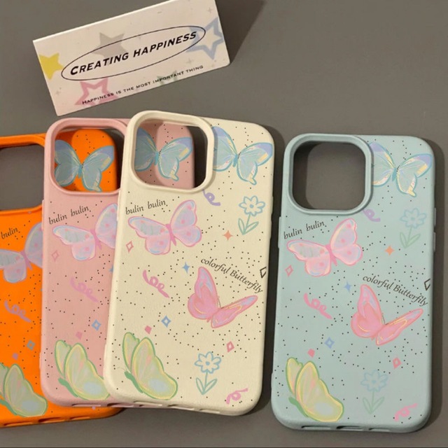 Cute Aesthetics Colourful Graffiti Butterfly Case for IPhone17 16 15 14 13 Pro Max Stylish Gradient Shockproof Protective Cover