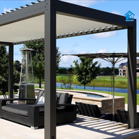 Pergola de jardin en aluminium de luxe avec toit à lames motorisé imperméable Sweet Home, pour patio, piscine, cour