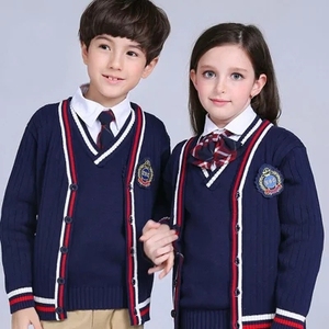 OEM Uniforme Scolaire Câble Style Britannique Femmes Hommes Travail Uniforme Cardigan Enfants Garçon Fille Style Coton <span class=keywords><strong>Pull</strong></span> Personnalisé Scho - Product Image 5