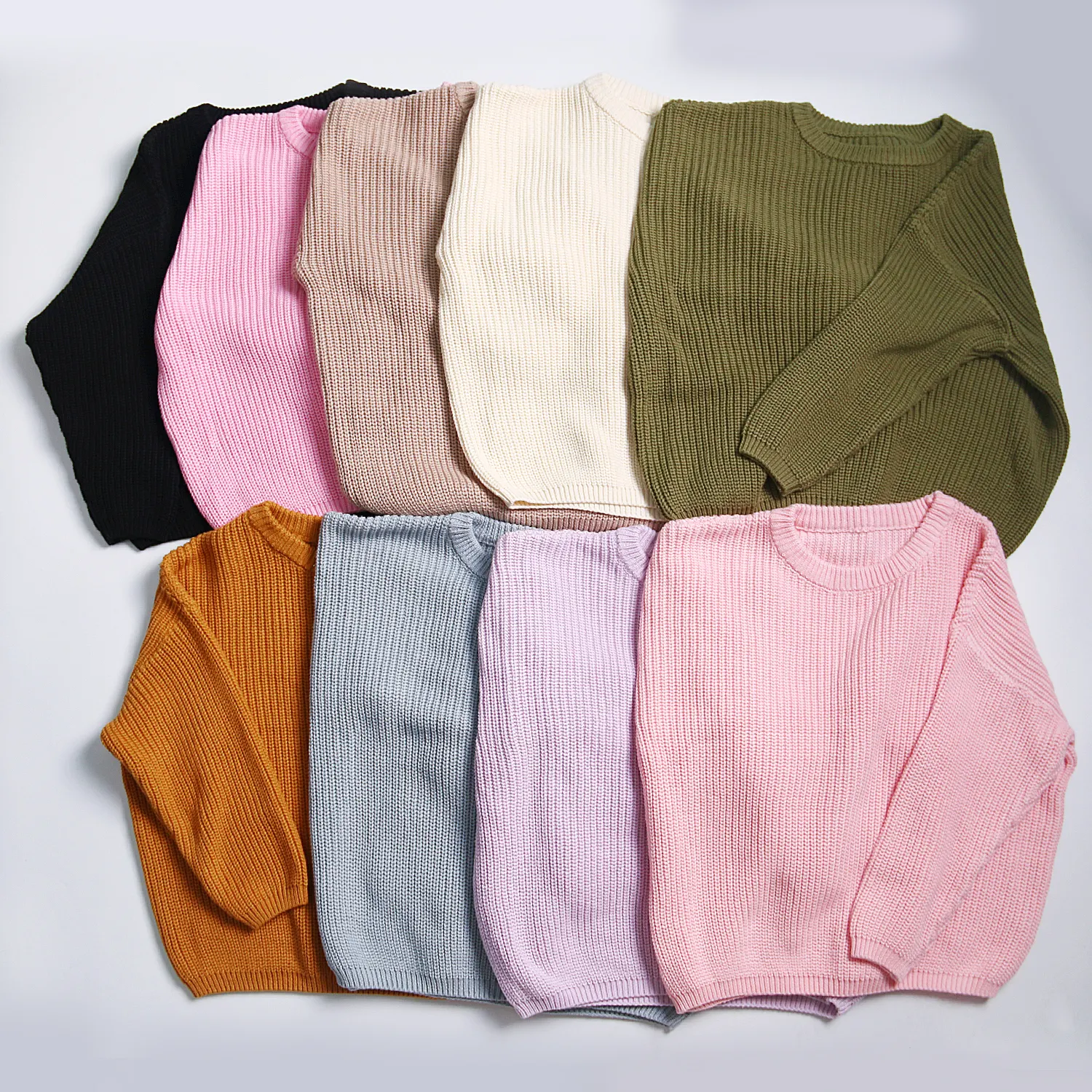 ホットセールマルチカラー綿100% かぎ針編みトップシャツ幼児ニットセーター特大男の子女の子セーター