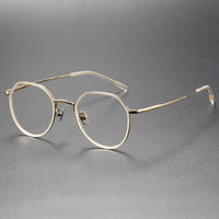 Lunettes optiques de luxe ultra-légères en titane à motif uni pour hommes, style classique, monture dorée, montures de lunettes diamantées