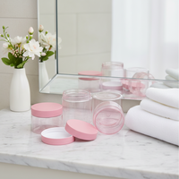 Bocaux cosmétiques cylindriques en plastique givré de luxe avec logo personnalisé, 150 ml, 200 ml, 250 ml, vides, avec couvercles roses à vis, pour lotions de soin de la peau et soins des yeux