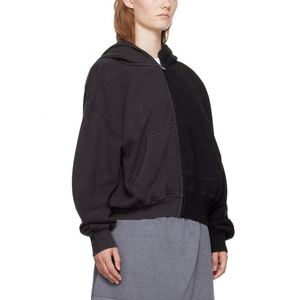 Sudadera con capucha de dos tonos personalizada para mujer Sudadera con capucha de gran tamaño con hombros caídos y ajuste cuadrado de peso pesado Sudadera con capucha recortada con cremallera - Product Image 2